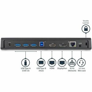 StarTech.com USB 3.0 Docking Station Dual Monitor with HDMI & 4K DisplayPort - 4x USB-A, Ethernet - USB Type A Universal L
