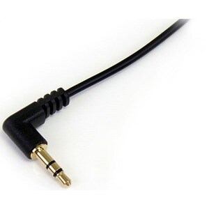 3 FT SLIM 3.5MM TO RIGHT ANGLE STEREO AUDIO CABLE - M/M