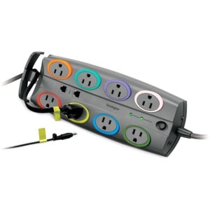 Kensington SmartSockets Color-Coded Eight-Outlet Adapter Model Surge Protector - 8 x NEMA 5-15R - 3090 J - 120 V AC Input 
