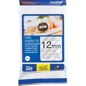 Etikettenband Brother TZe Economy - 12 mm Breite x 4 m Länge - Rechteck - Black on Clear - Laminiert - Temperaturbeständig