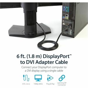 StarTech.com 6ft (1.8m) DisplayPort to DVI Cable, DisplayPort to DVI Adapter Cable, DP to DVI-D Converter, Replacement for