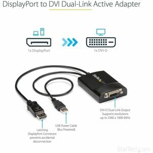 StarTech.com DisplayPort to DVI Dual Link Active Adapter, DisplayPort to DVI-D Adapter/Video Converter 2560x1600 60Hz, DP 