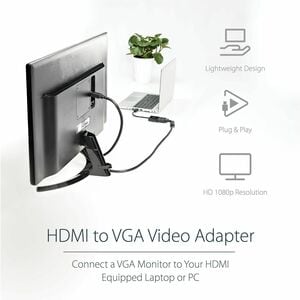 StarTech.com HDMI to VGA Adapter - 1080p - 1920 x 1080 - Black - HDMI Converter - VGA to HDMI Monitor Adapter - 1 x 19-pin