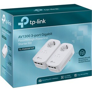 TP-Link TL-PA8030P KIT Powerline Netzwerkadapter - 2 - 3 x Netzwerk (RJ-45) - 1200 Mbit/s Stromleitung - 300 m Reichweite 