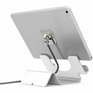 Compulocks Universal Tablet Holder with Keyed Cable Lock White - Secured counter top stand with fixed optimal angle displa