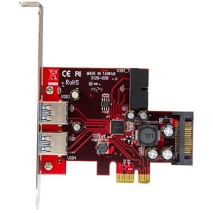 StarTech.com 4 Port PCI Express USB 3.0 Card - 5Gbps - 2 External & 2 Internal (IDC) - SATA Power - Add front or rear pane