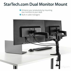 StarTech.com Desk Mount Dual Monitor Arm, Dual Articulating Monitor Arm, Height Adjustable, For VESA Monitors up to 24" (2