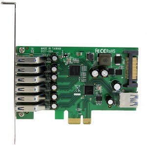 StarTech.com 7 Port PCI Express USB 3.0 Card - Standard & Low-Profile - SATA Power - UASP Support - 1 Internal & 6 Externa