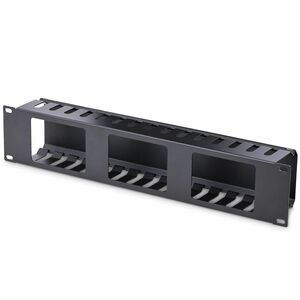 StarTech.com 2U Horizontal Finger Duct Rack Cable Management Panel with Cover - Organize cables in your server rack or cab