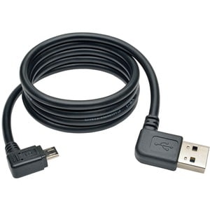 Eaton Tripp Lite Series Micro USB Cable for Charging (M/M) - Reversible Left/Right USB-A to Right-Angle USB Micro-B, Black