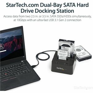 StarTech.com Station d'accueil USB 3.1 (10 Gb/s) pour 2 disques durs SATA de 2,5 / 3,5 pouces - 2 x Disque dure supporté -