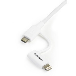 StarTech.com 1m (3ft) Apple Lightning or Micro USB to USB Cable for iPhone / iPod / iPad - White - Cable for iPhone - Firs