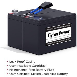 CyberPower RB1290X2A Replacement Battery Cartridge - 2 X 12 V / 9 Ah Sealed Lead-Acid Battery, 18MO Warranty