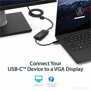 StarTech.com USB-C to VGA Adapter - Thunderbolt 3 Compatible - USB C Adapter - USB Type C to VGA Dongle Converter - Connec