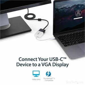 StarTech.com Adaptateur vidéo USB-C vers VGA - M/F - 1920x1200 / 1080p - Blanc - Blanc
