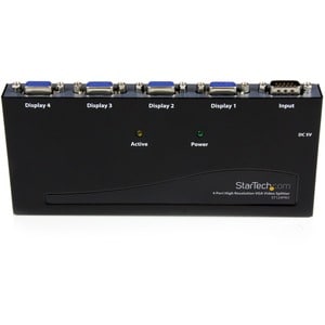 StarTech.com Signal Splitter - Steel - Black - TAA Compliant - 2048 x 1536 - 350 MHz Maximum Video Bandwidth - 64.01 m Max