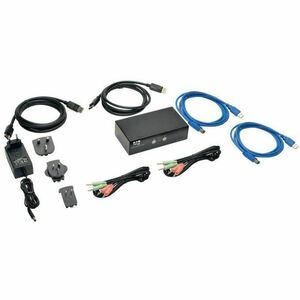 Eaton Tripp Lite Series 2-Port DisplayPort KVM Switch with Audio, Cables and USB 3.0 SuperSpeed Hub - 2 Computer(s) - 1 Lo