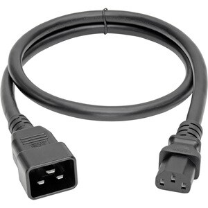 Eaton Tripp Lite Series C20 to C13 Power Cord for Computer - Heavy-Duty, 15A, 100-250V, 14 AWG, 3 ft. (0.91 m), Black - Fo