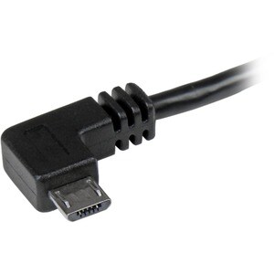 Câble USB A vers Micro B de 2 m avec connecteurs coudés à angle droit - M/M - Noir - 480 Mbit/s - Blindé - Nickel Connecte
