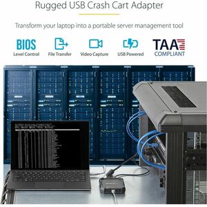 StarTech.com Laptop to Server KVM Console, Rugged USB Crash Cart Adapter with File Transfer and Video Capture, TAA - Turn 