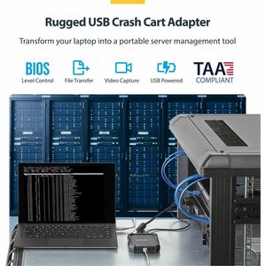StarTech.com Laptop to Server KVM Console, Rugged USB Crash Cart Adapter with File Transfer and Video Capture, TAA - Turn 