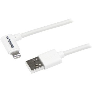 StarTech.com 1m 3 ft Angled Lightning to USB Cable - White - Angled Lightning Cable for iPhone / iPod / iPad - Cable for i
