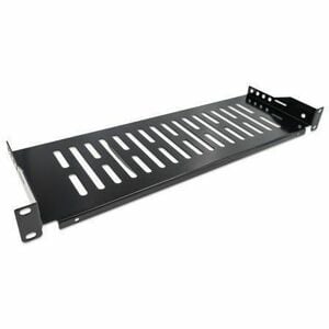 Intellinet 1U Rack-mountable Rack Shelf for Server, Networking, Rack - Jet Black - 19" Cantilever Shelf, 1U, 2-Point Front