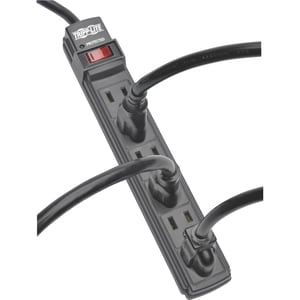 Tripp Lite Power Strip 6 Outlet NEMA 5-15R AC 6 ' Cord 5-15P Black Housing - NEMA 5-15P - 6 x NEMA 5-15R - 6 ft Cord - 15 