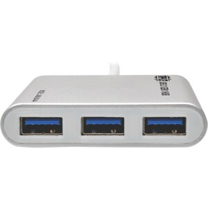 Tripp Lite by Eaton 4-Port USB-C Hub, USB 3.x (5Gbps), 4x USB-A Ports, USB Micro-B Power Input, Silver - USB Type C - Exte