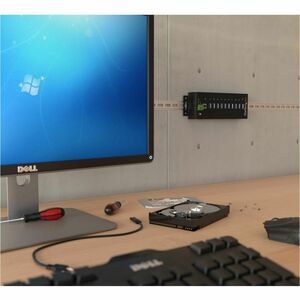 StarTech.com 10 Port USB 3.0 Hub - Industrial - ESD and Surge Protection - DIN Rail or Surface Mountable - Metal - Powered