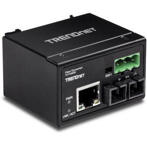 TRENDnet Hardened Industrial 100Base-FX Single-Mode SC Fiber Converter; (30 km; 18.6 Miles); IP40 Rated Housing; TI-F10S30