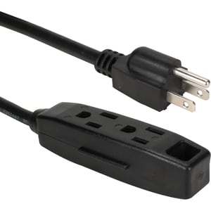 QVS 3-Outlet 3-Prong 6ft Power Extension Cord - For Computer, Electronic Equipment - 120 V AC / 13 A - Black - 6 ft Cord L