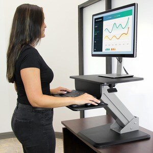 StarTech.com Height Adjustable Standing Desk Converter - Sit Stand Desk with One-finger Adjustment - Ergonomic Desk - Turn