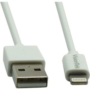 VisionTek Lightning to USB 2 Meter MFI Cable White (M/M) - 6.6 Ft USB lightning MFI cable for iPhone, iPad Air, iPad Mini,