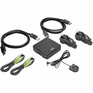 Tripp Lite by Eaton 2-Port DisplayPort KVM Switch 4K 60 Hz with Audio Cables and USB Peripheral Sharing - 2 Computer(s) - 