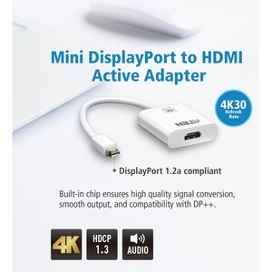 Aten Mini DisplayPort to 4K HDMI Active Adapter - HDMI/Mini DisplayPort for Notebook, Audio/Video Device, TV - 1 Pack - 1 