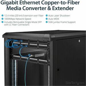 GBE FIBER MEDIA CONVERTER 20KM FIBER TO COPPER LC SM