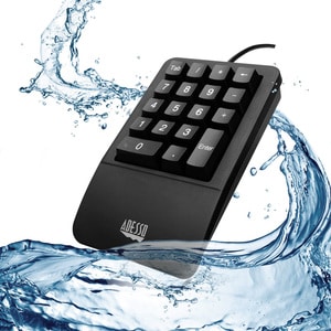 Adesso Antimicrobial Waterproof Numeric Keypad with Wrist Rest Support - Cable Connectivity - USB Interface - 18 Key(s) - 