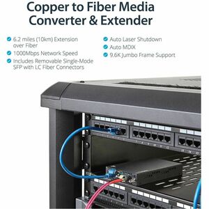 StarTech.com Transceiver/Media Converter - TAA Compliant - 2 Port(s) - 1 x Network (RJ-45) - Duplex LC Port - Optical Fibe