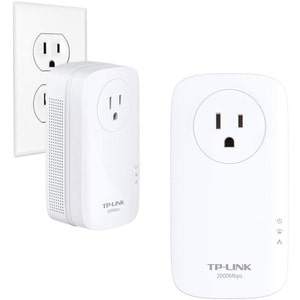 TP-Link AV2000 2-Port Gigabit Passthrough Powerline Starter Kit - 2 - 2 x Network (RJ-45) - 2000 Mbit/s Powerline - 0.30 k
