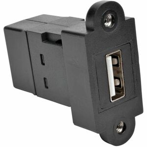 Eaton Tripp Lite Series USB 2.0 All-in-One Keystone/Panel Mount Coupler (F/F), Black, TAA - 1 x Type A Female USB - 1 x Ty