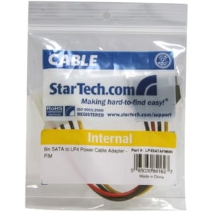 StarTech.com Adapter Cord - 15.24 cm - For Hard Drive - Serial ATA / LP4 - Black - 1 Each
