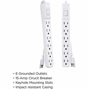 CyberPower MP1044NN Multipack - (2) 6-Outlet Power Strips, White, 2ft Cord, 1 Year Limited Warranty