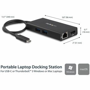 StarTech.com USB C Multiport Adapter with Power Delivery (Charging) - USB Type C to 4K HDMI / USB 3.0 / Gigabit Ethernet H