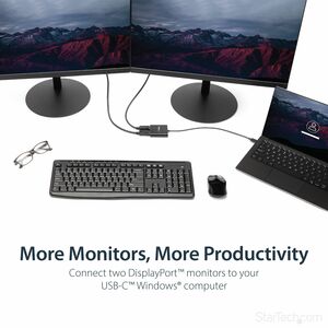 StarTech.com USB-C to Dual DisplayPort 1.2 Adapter, USB Type-C Multi-Monitor MST Hub, Dual 4K 30Hz DP Display Extender/Spl