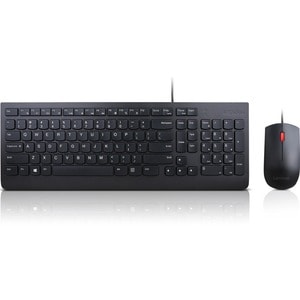 Lenovo Essential Wired Keyboard and Mouse Combo - US English - USB Membrane Cable - English (US) - Black - USB Cable - Opt