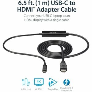 StarTech.com USB C to HDMI Cable - 3 ft / 1m - USB-C to HDMI 4K 60Hz - USB Type C to HDMI - Computer Monitor Cable - Elimi