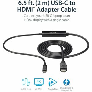 StarTech.com USB C to HDMI Cable - 6 ft / 2m - USB-C to HDMI 4K 60Hz - USB Type C to HDMI - Computer Monitor Cable - Elimi
