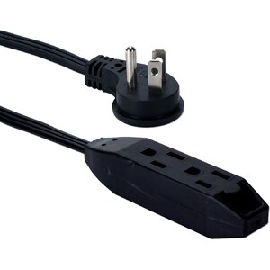 QVS 3-Outlet 3-Prong 10ft Right-Angle Flat Power Extension Cord - For Computer, Electronic Equipment - 125 V AC / 13 A - B