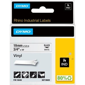 Mehrzwecketikett Dymo RhinoPRO 18445 - 19 mm Breite - Permanent Kleber - Rechteck - Thermotransfer - Weiß, Schwarz - Vinyl